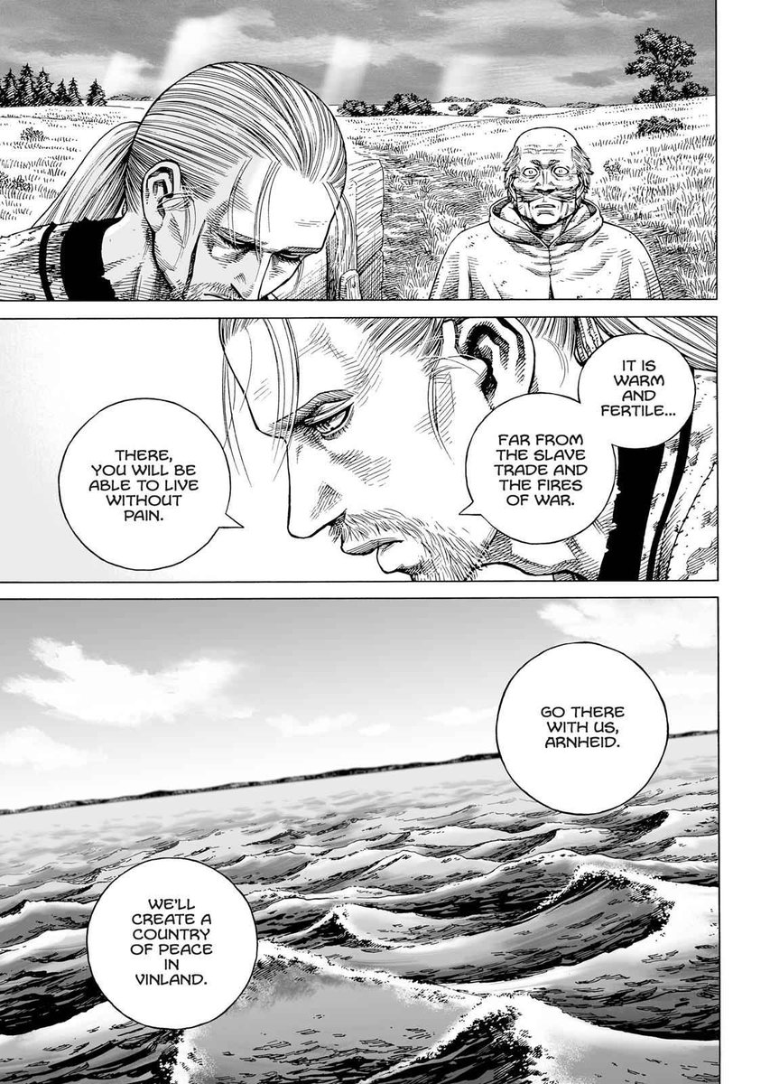 Kristian10l's tweet image. #VINLAND_SAGA #chapter93 
Arnheid dying and Thorfin mentioning Vinland had me crying man