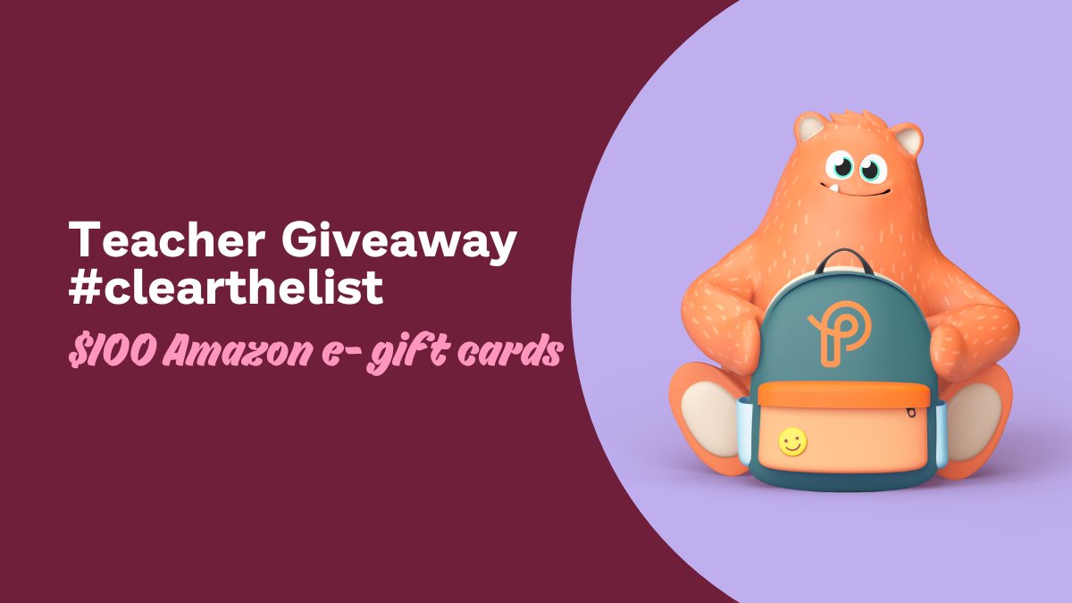 Prodigy Education (@prodigygame) on Twitter photo #GIVEAWAY! #PrimeDay is next week & we want to give you a head start on back-to-school supplies! Enter to win 1 of 5 $100 Amazon e-gift cards.
To enter:
🌟 Follow <a href="/ProdigyGame/">Prodigy Education</a>
🌟 Like & RT this
🌟 Comment #clearthelist & add your wishlist link!
#TeacherTwitter #GIVEAWAY! #PrimeDay is next week & we want to give you a head start on back-to-school supplies! Enter to win 1 of 5 $100 Amazon e-gift cards.
To enter:
🌟 Follow <a href="/ProdigyGame/">Prodigy Education</a>
🌟 Like & RT this
🌟 Comment #clearthelist & add your wishlist link!
#TeacherTwitter