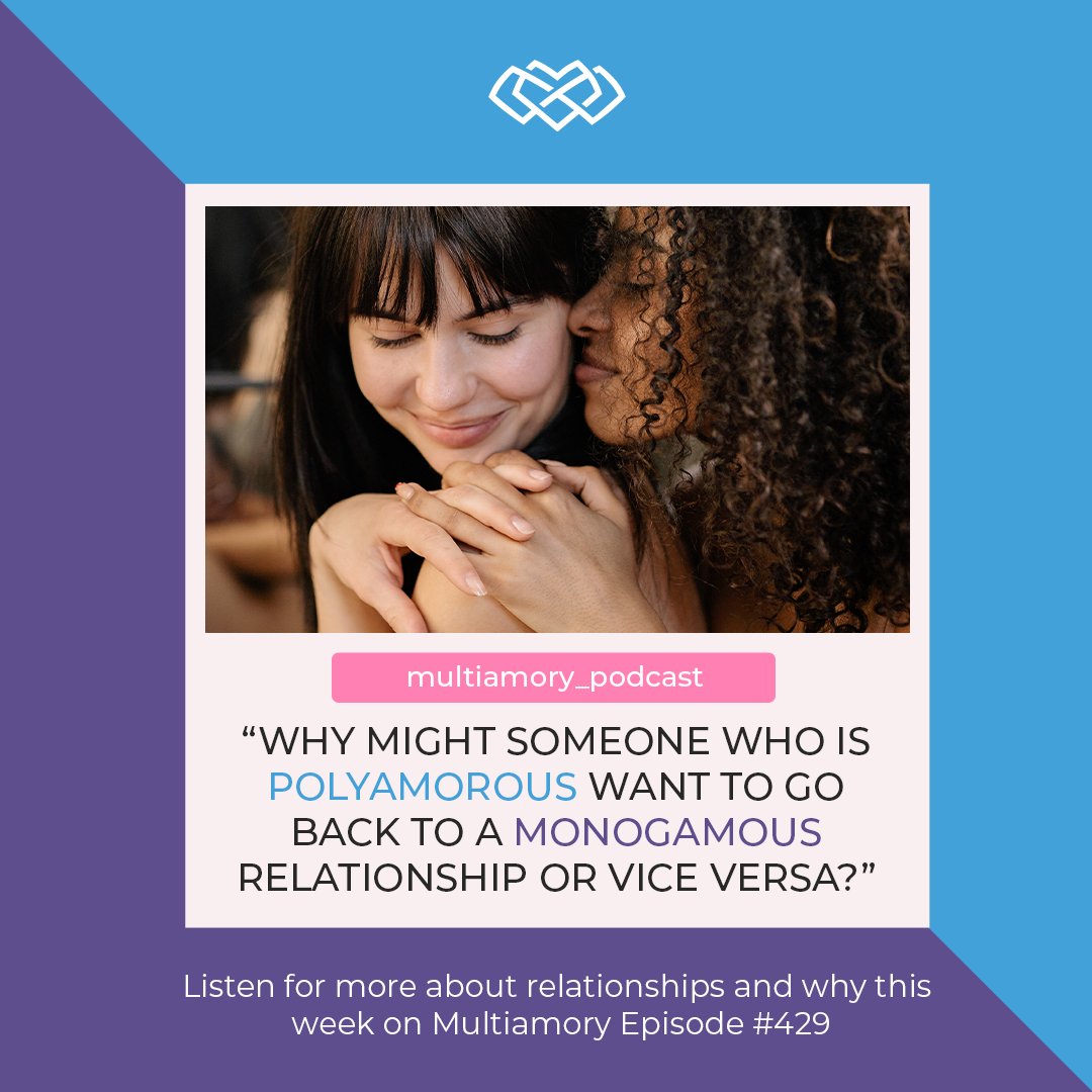 multiamory's tweet photo. Have you been in non-monogamous relationships but later to a monogamous lifestyle? Did you ever go back to non-monogamy? Listen to why some people may be comfortable going back and forth in our discussion on ambiamory this week! #multiamory #multiamorypodcast https://t.co/1ovzwthfpN