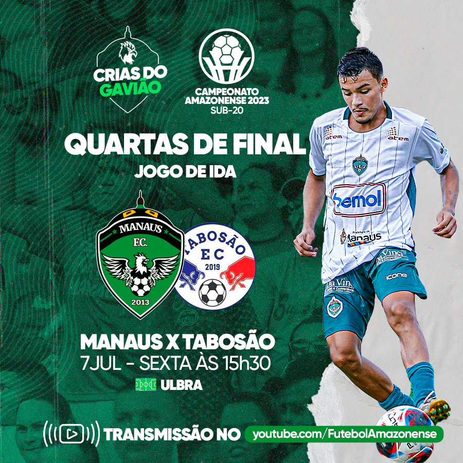 oficialmanausfc's tweet photo. HOJE TEM #CriasDoGavião! 🦅🦅🦅
O Manaus enfrenta o líder do grupo B, o Tabosão. É o jogo de ida, pra decidir quem garante vaga nas semis do #Amazonense23 sub-20
E atendendo a pedidos, teremos TRANSMISSÃO no YouTube do Futebol Amazonense
Só acessar https://t.co/mwyLKdIsFh https://t.co/WmOyvQOWLE