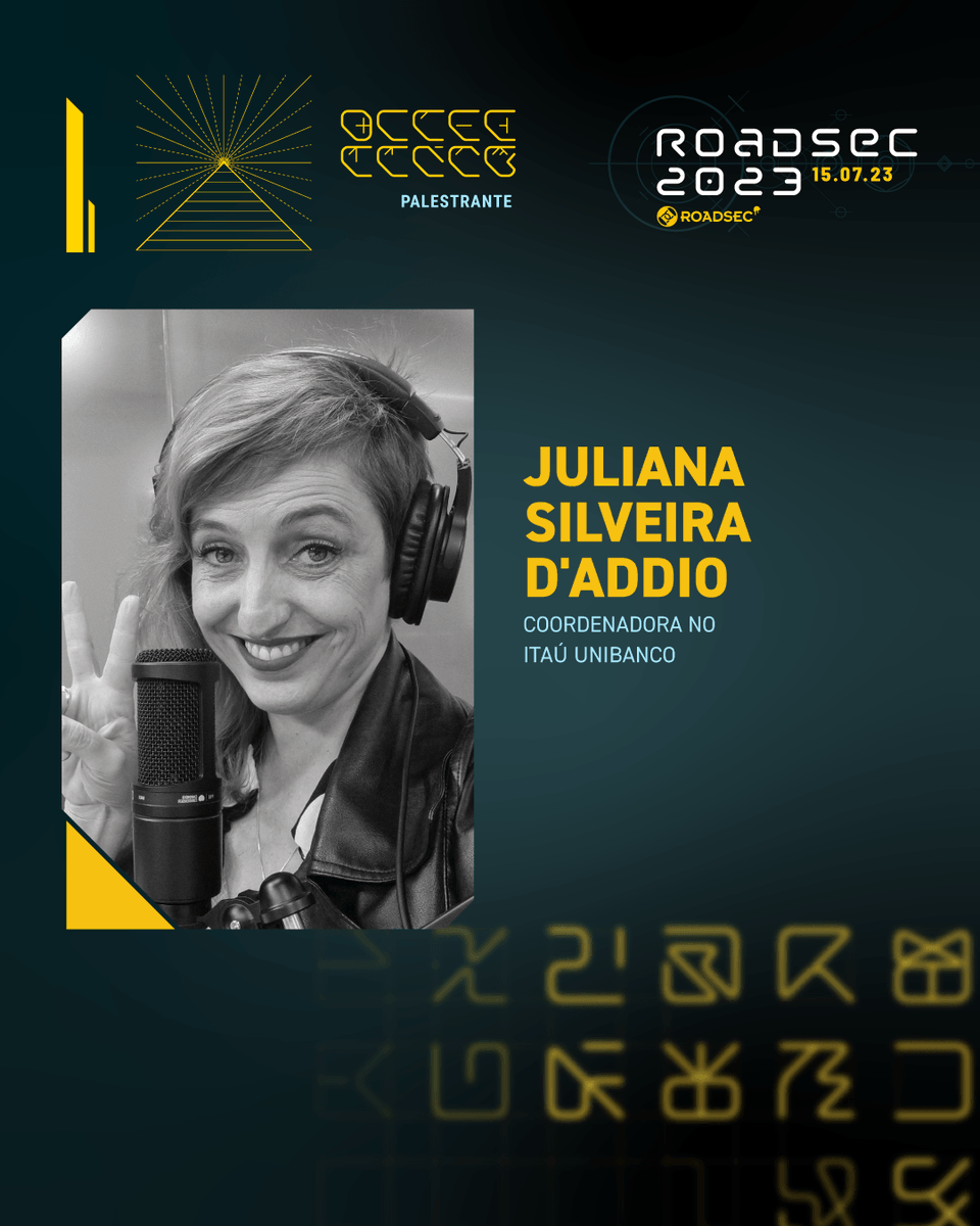 roadsec's tweet photo. Alerta de nova palestrante! Juliana é Coordenadora de Conscientização em Segurança mais de 20 anos na área e vem ao #roadsec com a palestra "Como vender a conscientização de forma que o board queira comprar". Garanta seu ingresso no link https://t.co/TDs4EdhAPJ! #dontstophacking https://t.co/wr4rDtWy0W