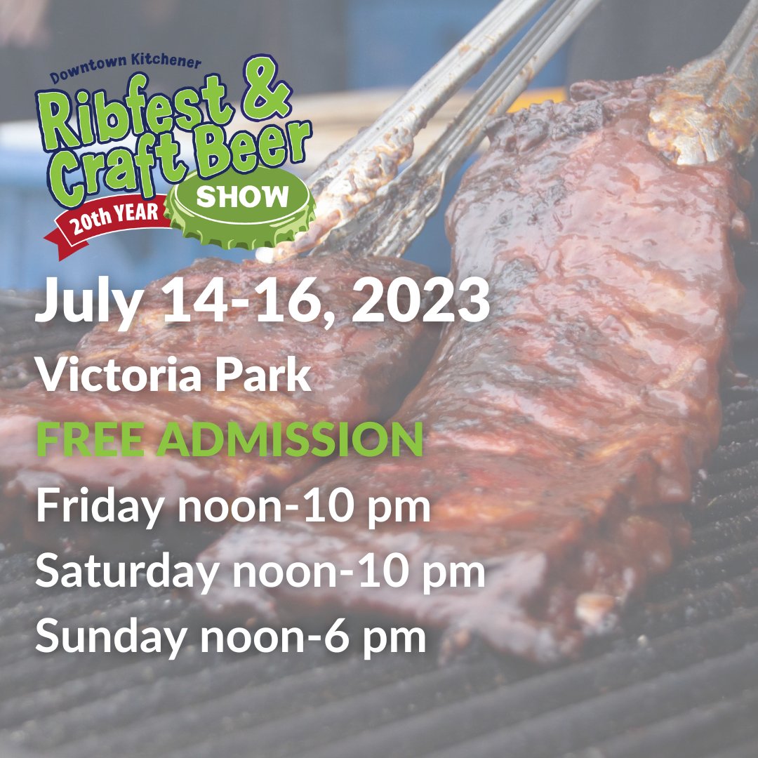 ONE WEEK OUT #KWRibfest-ers! That means clock's tickin' on grabbing your tickets for the Chestnut Park in the Park VIP Zone! Limited tickets available, so claim yours today! kitchenerribandbeerfest.com/KITCHENER-RIBF… Proudly sponsored by Lee Quaile, Erik Erwin, and Darryl Watty