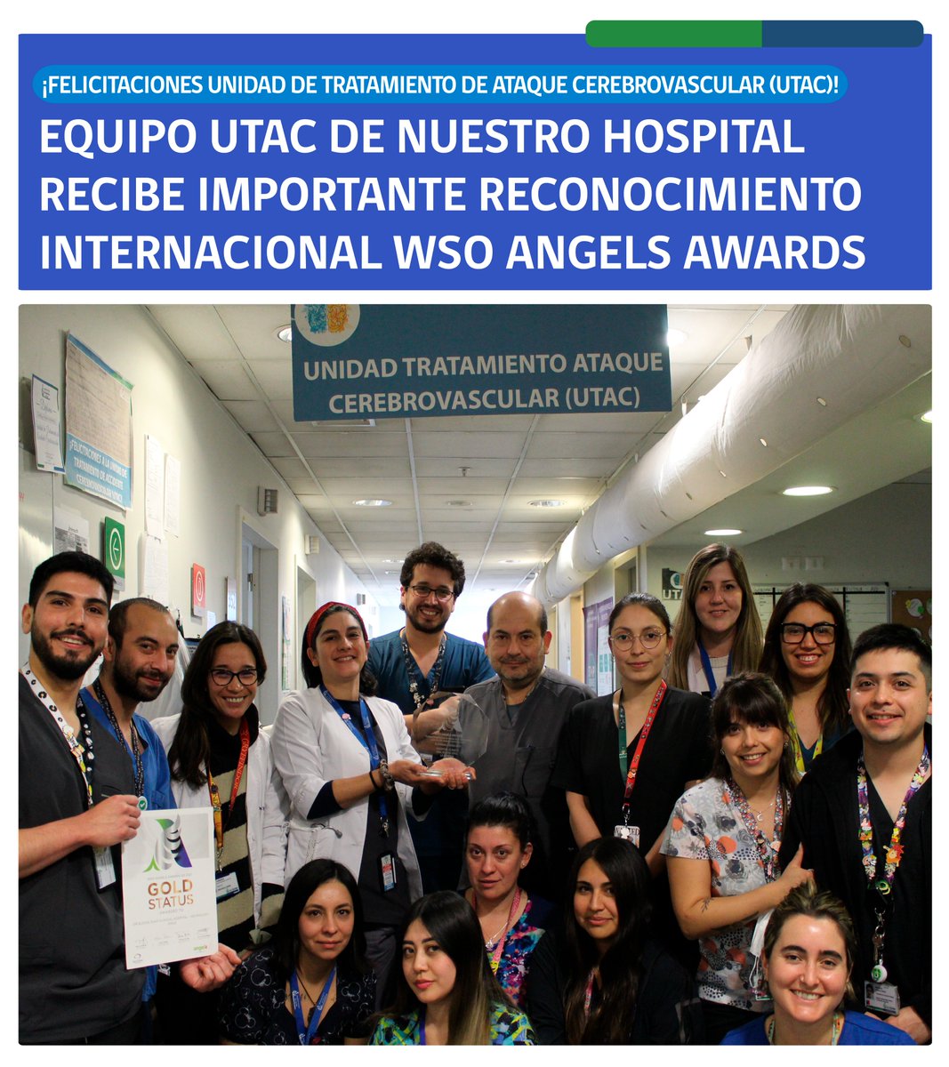 Hosp_EloisaDiaz's tweet photo. ¡Felicitamos a todas y todos quienes componen nuestra Unidad de Tratamiento Ataque Cerebrovascular (UTAC) por recibir el importante reconocimiento internacional de WSO Angels! 🩺 https://t.co/sHRjKgbQjt