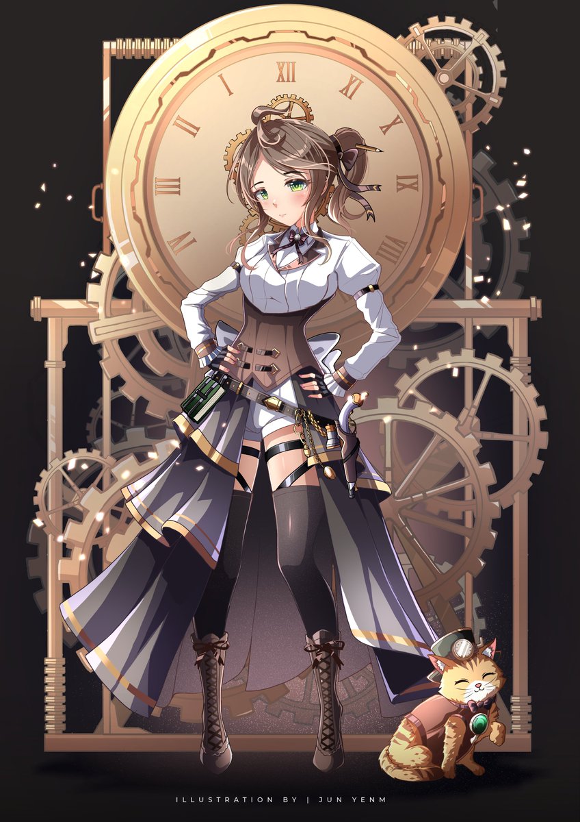 melturwyn's tweet photo. Meet Melturwyn (aka Mel, Melt, Melty) Time Traveller and Steakpunk Princess... and her orange floof, Baron Oliver Simonfoote 🐈
Ty once again to the brilliant @jun_yenm. You are amazing! https://t.co/5uwK4MTKbs