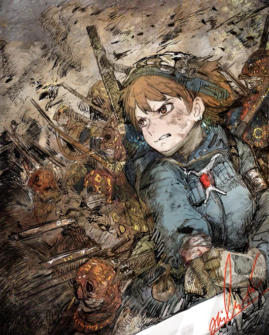 闇の中の光こそ 神聖トルメキア第三軍 題名の二次創作は原作の表紙絵に影響されて書いたファンアートですこの線の熱量は一番よかったと今見返しても思う