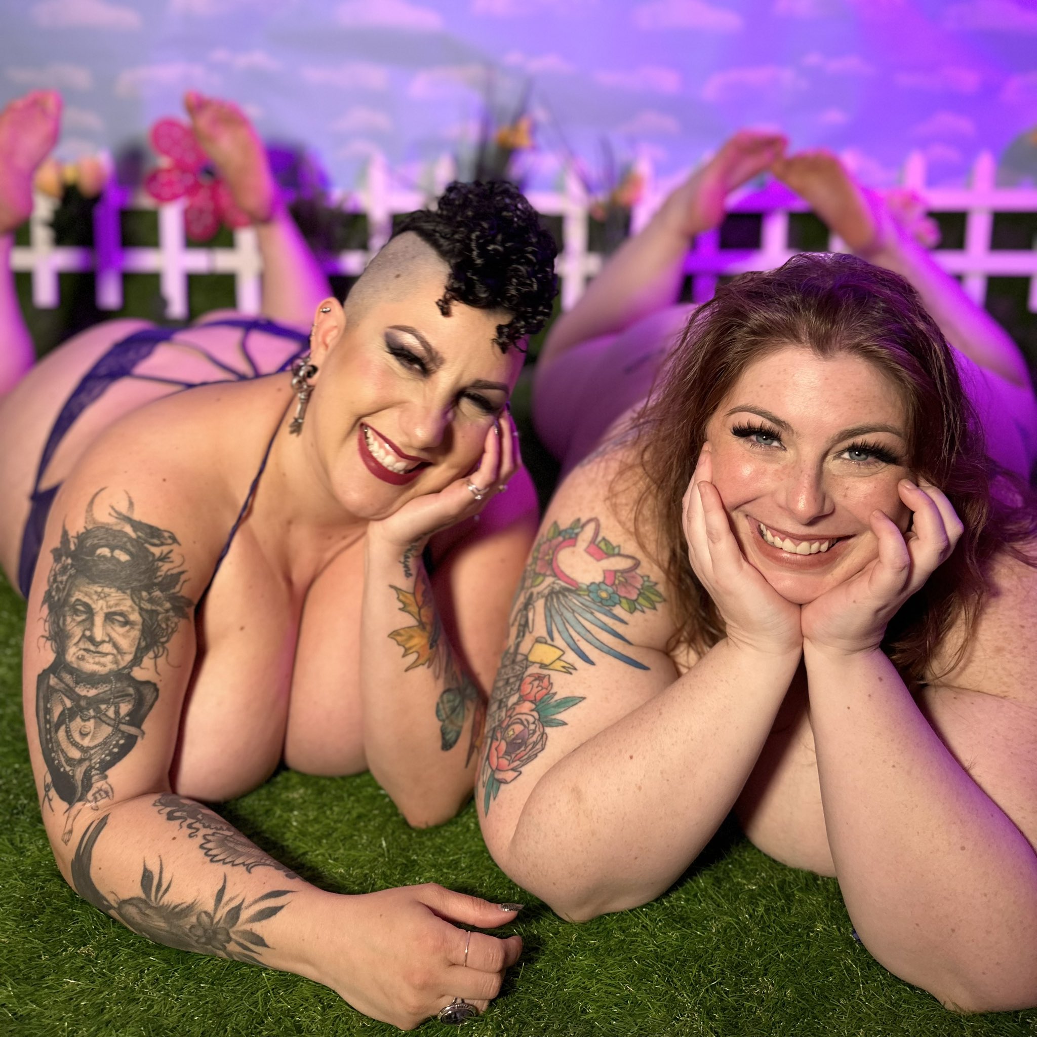 The prettiest babes @Griminator and @megan__daw look so wholesome on the “Back Yard” set. 🐰🌷 https://t.co/dTvotC7KgI