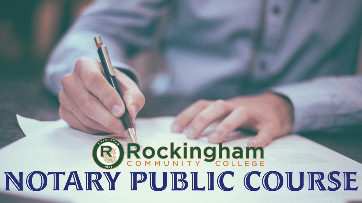 Sign up soon for your 9am-4:30pm Saturday Notary course, for just $70. We have one seat left for 7/22, and several for 8/5. For more info or to register, visit rockinghamcc.edu/coned/notary-p… or call 336-342-4261 ext. 2333.
#notary #notaryrcc