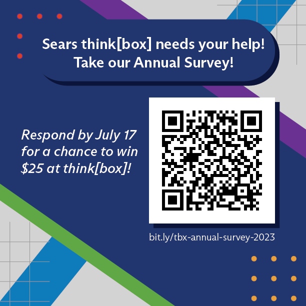 Sear's think[box] needs your feedback! Respond to our Annual Survey by July 17 for a chance to win $25 to think[box]! bit.ly/tbx-annual-sur…