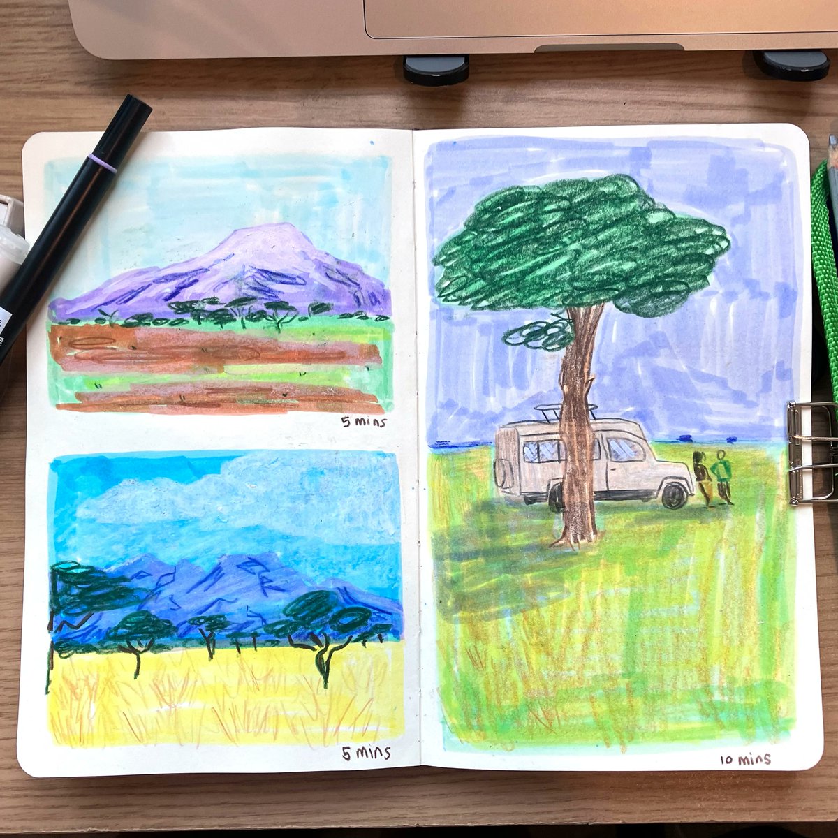 NikitaLeannee's tweet photo. Day 6/26 #drawingeverydayjuly 🌍 🚙 📷 🦒 🦓 

I had so much fun doing this session, yet again from @Katie_moody 's patreon. It was great working across a few different spreads as it took pressure off of making one great drawing

#safari #katiemoodypatreon #sketchbookpractise https://t.co/na5Cr8Vwth