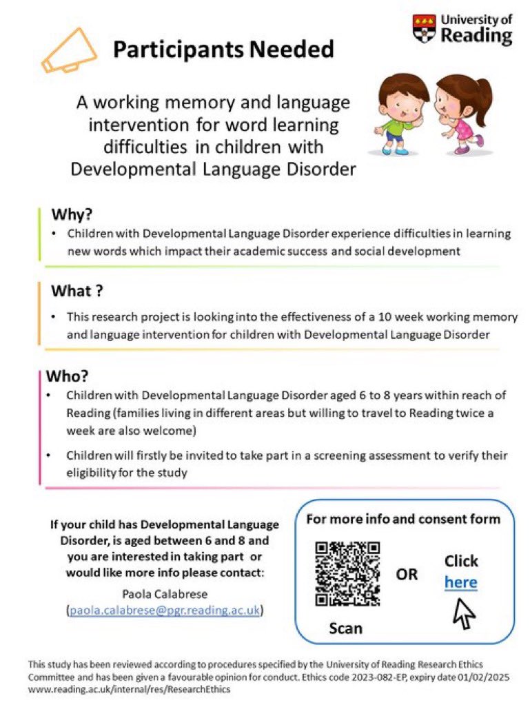 @NAPLIC @deevybee We are currently running a project on an intervention for word learning in children with DLD at the University of Reading! uor-redcap.reading.ac.uk/surveys/?s=WE7…