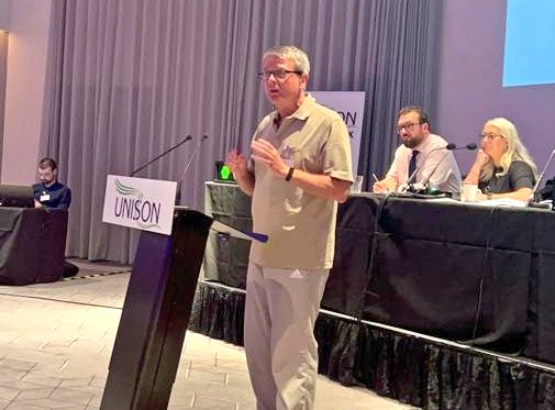 grayee's tweet photo. Moving our @unisonglr motion on "Stop bogus self-employment companies exploiting workers". Thanks to @CvobUnison branch for this imp motion. Passed unanimously #LabourLink23 @JoelBodmer https://t.co/nROCcmwROv