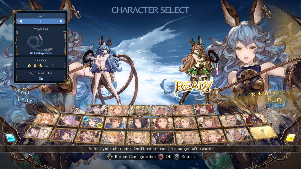 Here is Granblue Fantasy: Versus' launch character select screen