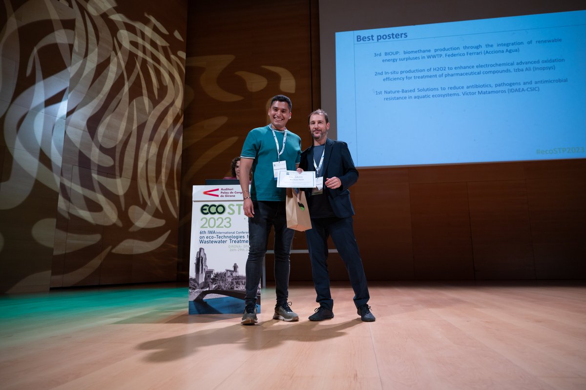 Inst. of Environmental Assessment & Water Research (@idaea_csic) on Twitter photo 🏆The <a href="/Natureproject20/">Nature project</a> receives the best poster Award at the #ecoSTP2023 on🌿Nature-Based Solutions for #water treatment.
The project aims to reduce #antibiotics, pathogens, and antimicrobial resistance genes in aquatic ecosystems.
🎉Congratulations!
bit.ly/3PMPKM6 🏆The <a href="/Natureproject20/">Nature project</a> receives the best poster Award at the #ecoSTP2023 on🌿Nature-Based Solutions for #water treatment.
The project aims to reduce #antibiotics, pathogens, and antimicrobial resistance genes in aquatic ecosystems.
🎉Congratulations!
bit.ly/3PMPKM6