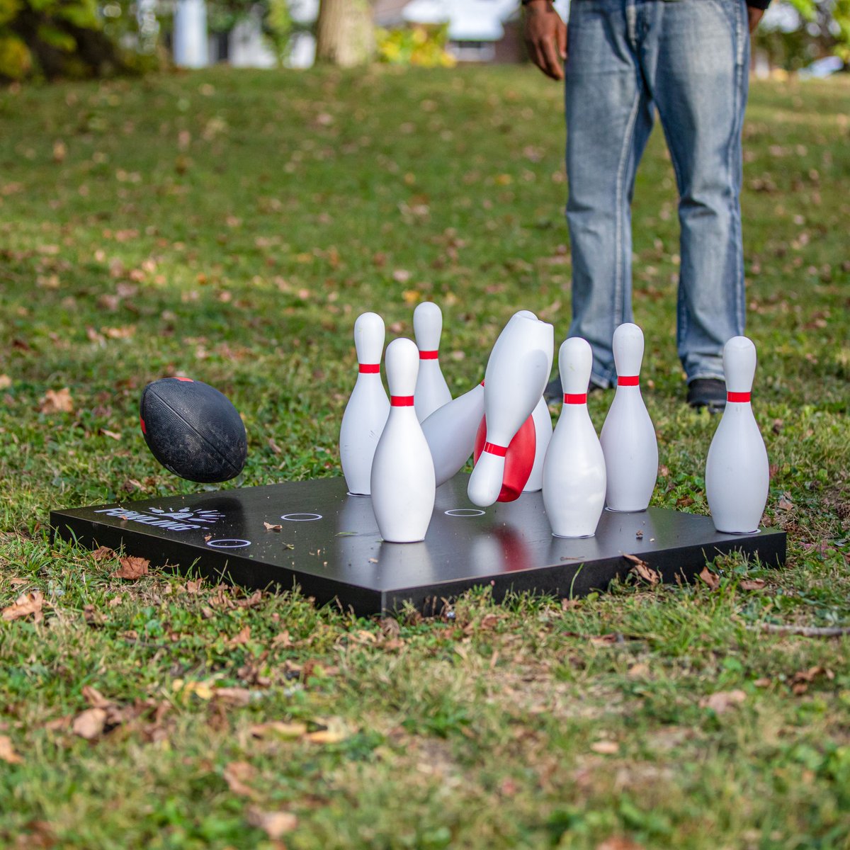 playfowling's tweet photo. Meditation is great, but violently knocking down pins with a football is even better for mental health https://t.co/zBN6e9Y3EA