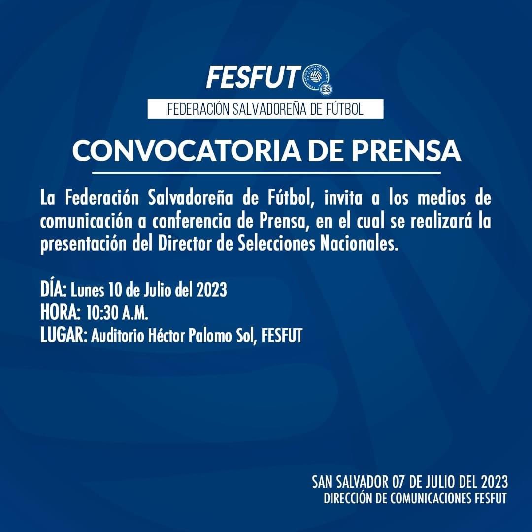 elpajaropiconsv's tweet photo. Una buena noticia: este lunes será presentado el nuevo Director de Selecciones Nacionales #laSelecta 🇸🇻 https://t.co/mwfP0NNLAP