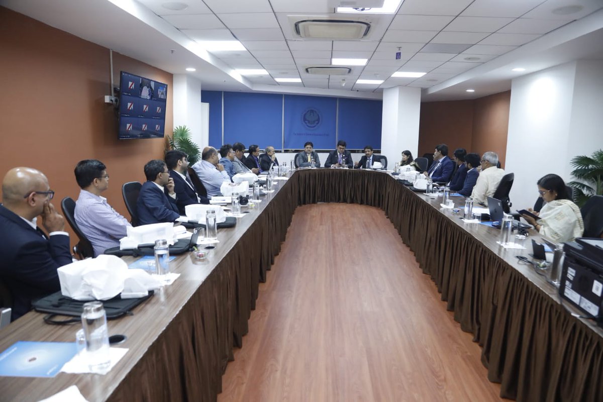 theicai's tweet photo. CA. Aniket S. Talati, President-ICAI, CA. Ranjeet K. Agarwal, VP-ICAI alongwith CA.(Dr.) Debashis Mitra, Imm. Past President-ICAI, Chairperson &amp; Vice Chairman-SRSB, CCMs &amp; other Members at 25th Meeting of Sustainability Reporting Standards Board of ICAI on 7th July 2023 at Mumbai https://t.co/A9SKcj0VUe