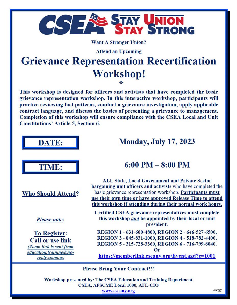 Did you know that we offer online training workshops every month? Check out just a few of the July sessions offered and visit the CSEA Education and Training Page to sign up!   You can also call our office to register at 716-691-6555

cseany.org/education-trai…