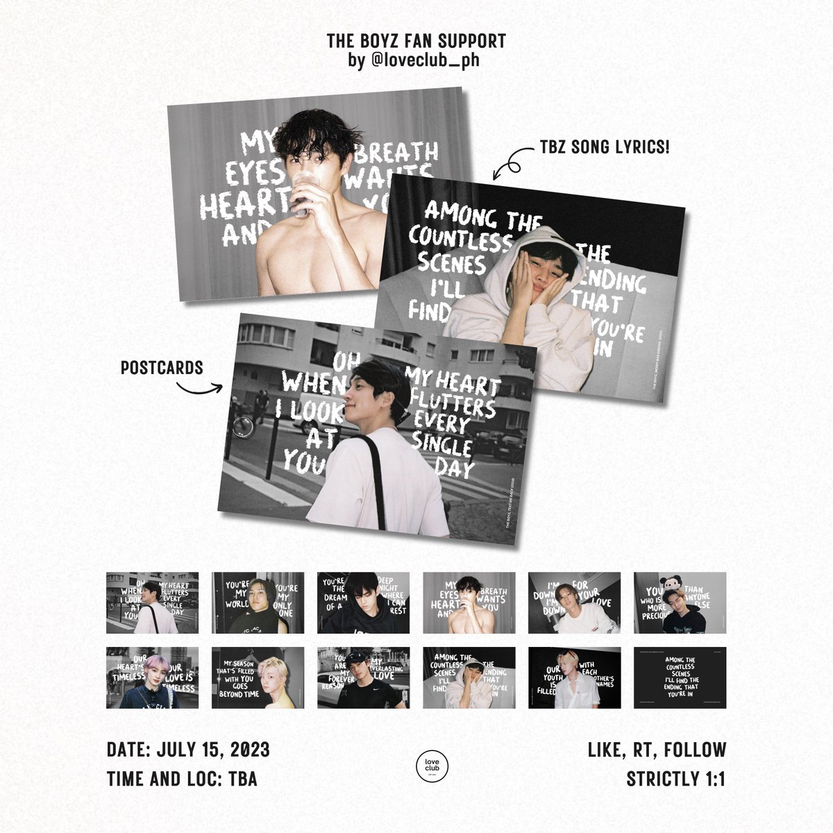 loveklub_ph's tweet photo. THE BOYZ Fan Support for  ZENERATION in Manila  by
@loveclub_ph @KlubCreatives

- Like, rt, follow to claim
- Strictly 1:1
- Postcards
- Will be given randomly (no specific member)
- Limited quantity!
- Time &amp; loc: TBA https://t.co/FirdgxCJ3g