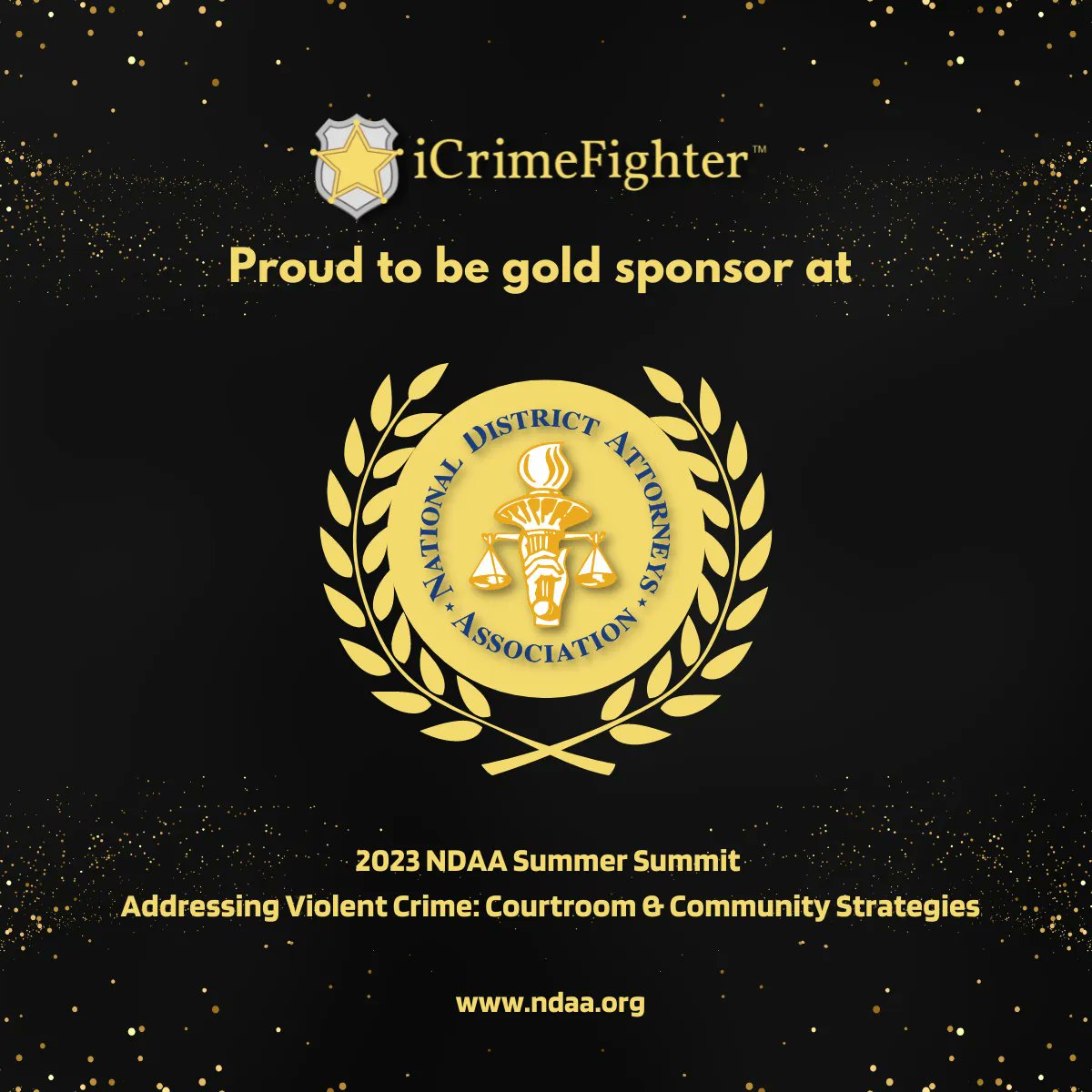 icrimefighter's tweet photo. 📣 Exciting News! 🌟 iCrimeFighter is thrilled to announce that we are proudly serving as the Gold sponsor for the highly anticipated 2023 NDAA Summer Summit! 🥇💼 #iCrimeFighter #NDAA2023 #GoldSponsor #CrimePrevention #LawEnforcementTechnology https://t.co/qnUqAlSo9z