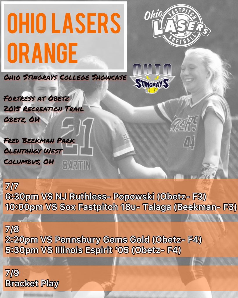 🥎🥎🥎 updated schedule. Note the 10pm game is at Fred Beekman on OSU campus 🥎🥎🥎
