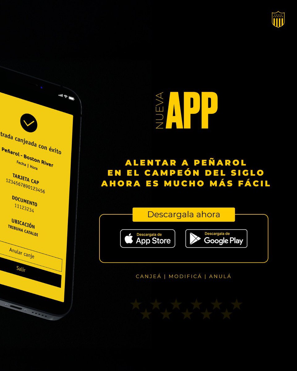 OficialCAP's tweet photo. ¡Alentar a Peñarol en el Campeón del Siglo ahora es mucho más fácil!

Descargá CAPP 📲, la nueva aplicación de canje de entradas del Club.

Conocé más 👉🏻 https://t.co/Ro3kndx14V https://t.co/AyO0tEOyUW