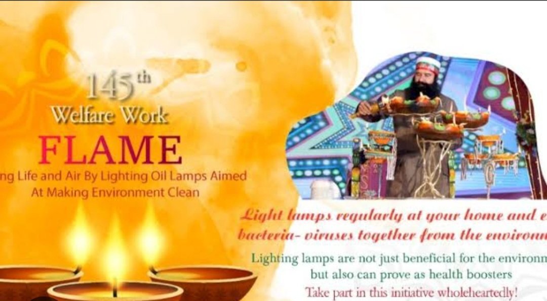 7chamkaur's tweet photo. We should light 🪔ghee lamps in our homes in the morning and evening. Because it keeps the atmosphere of the house pure. Saint Dr. Gurmeet Ram Rahim Ji started the #Flame campaign to promote this ancient campaign. #DeraSachaSauda
#FlameCampaign #LightUpFlame #FlameOfPositivity https://t.co/uf5Ou6VPiN