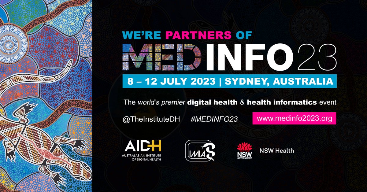 alcidion's tweet photo. One day to go until #MEDINFO23 opens its doors in Sydney.
Come and speak to us next week about #patientflow, #virtualcare, #integratedcarerecord, #AI, #clinicalcomms and #tasking. And find out more about our latest (very) exciting #analytics product developments.
See you there! https://t.co/nmKJXXDtJx