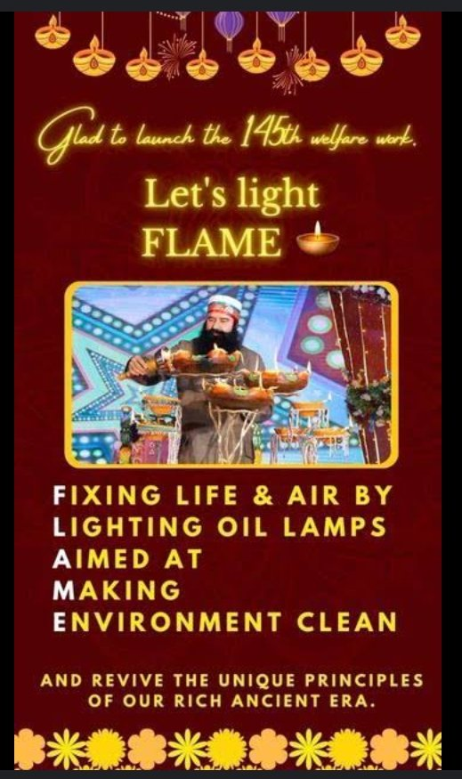 7chamkaur's tweet photo. Lighting lamps in homes is our old civilization. In this campaign of Saint Dr. Gurmeet Ram Rahim Singh ji, Claim Company teaches us that we should light one lamp at home in the morning and evening so that there will be peace in our life. #Flame
#FlameCampaign
#LightUpFlame https://t.co/8TXjdZxAIy