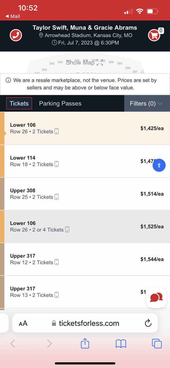 MattfromKC's tweet photo. Lowest priced Taylor Swift tickets for tonight are $1425. I wouldn’t pay that to see reincarnated Jimi Hendrix open for reincarnated Tom Petty with The Beatles closing it out https://t.co/GIXnmF9mGM