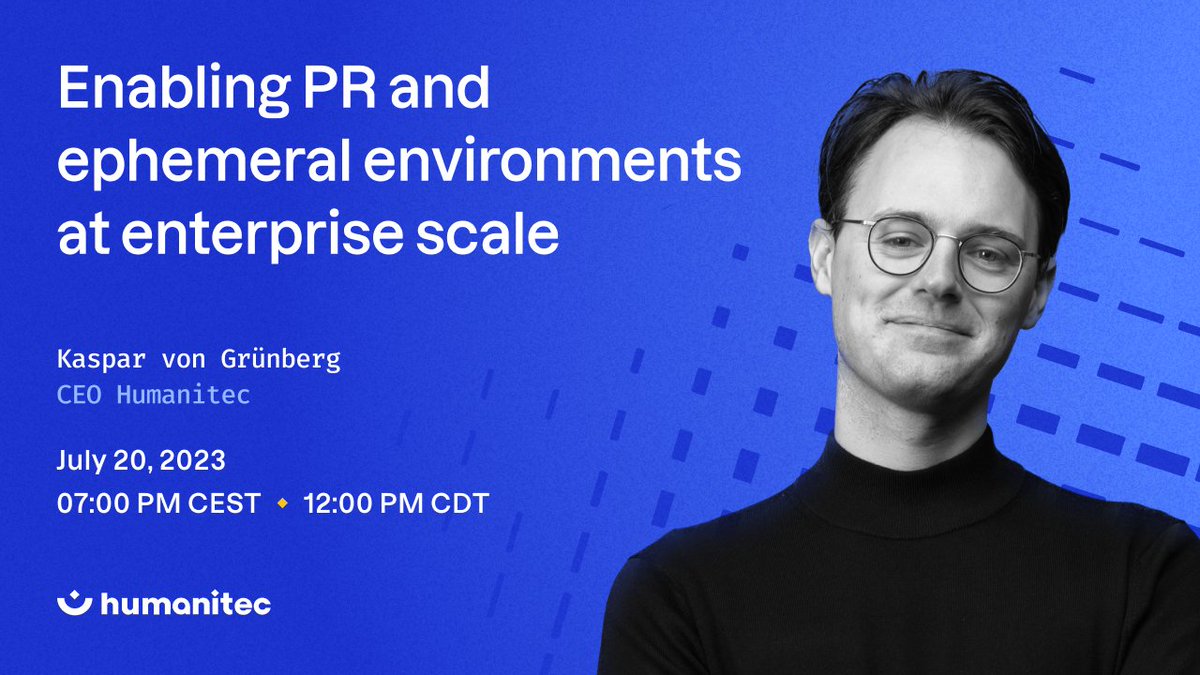 There are many teams that want to enable PR and ephemeral environments for their  developers.

I'll be speaking on how to maintain consistency across environments, integrate optimally into the workflow of developers, and keep costs low. Come and join:)

humanitec.com/webinars/pr-an…