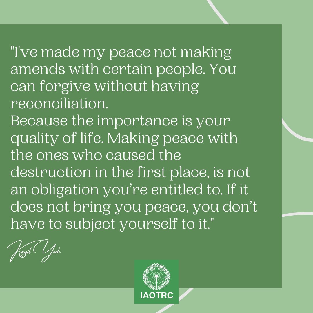 "I’ve made my peace not making amends with certain people. You can forgive without having reconciliation..."
#iaotrc #trauma #growth #healing #traumarecovery #childhoodtrauma #recovery #survivor #selflove #healingjoureny #breathe #Reminder