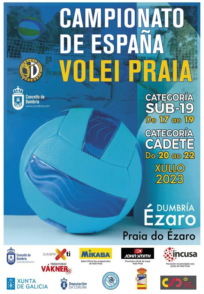 VoleiGalego's tweet photo. 🇪🇸🏐⛱️ A Praia do Ézaro acollerá de novo Campionatos de España!

🗓️ 17-19 Xullo · Sub 19
🗓️ 20-22 Xullo · Cadete

💙 Sorte aos nosos/as https://t.co/rGnh8GBiP0
