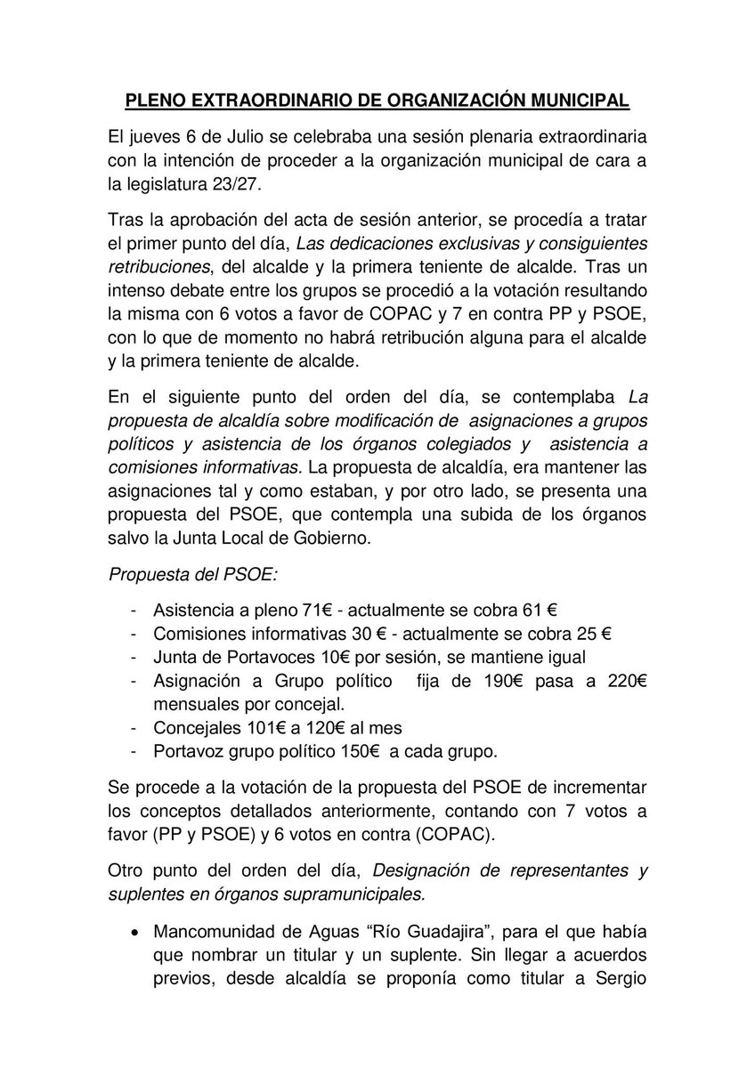 DaniDominguezRo's tweet photo. Estoy que me vuela la cabeza con este tema: PP y PSOE, que están en la oposición en el ayuntamiento de Aceuchal (Badajoz), se han unido para subirse las asignaciones mientras han dejado al alcalde y a la teniente de alcalde (de un partido local) sin sueldo https://t.co/10FXCSCyyx