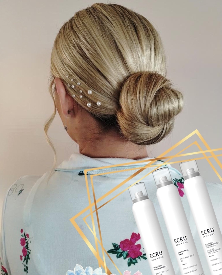 ECRUNewYork's tweet image. Sleek and clean wrapped bun with an accent of pearls 🤍💍💐 Hair by @the.hair.extraordinaire using Sunlight Styling Spray, Dry Texture Spray and Sunlight Finishing Spray. 
#weddinghair #updo #specialoccasionhair #hairstyling #ecrunewyork
