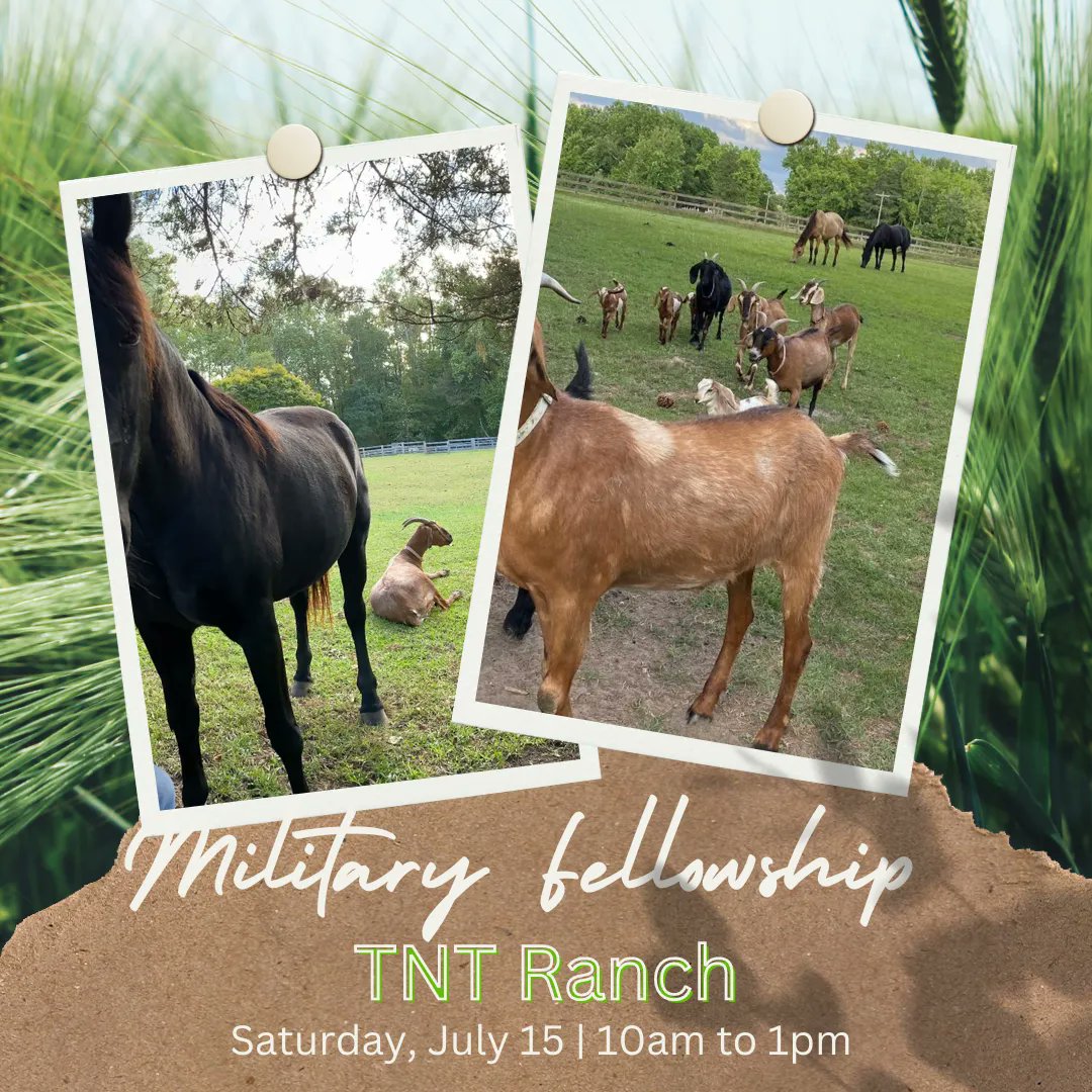 Next #saturday our #militaryfellowship will be heading out to TNT Ranch for a time of #fun and #fellowship.  Have you made plans to #joinus? #hangout #horse #goats #games #archery #chickens #livingthegoodlife #hamptonva #smithfield #7cities