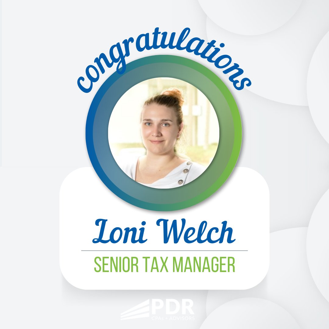 pdrcpas's tweet photo. PDR CPAs + Advisors are thrilled to announce the promotion of Loni Welch! We are deeply thankful for Loni’s contributions to our team.  #PDR #TampaFirm #CPAFirm #cpa #accounting  #tax  #business #taxes #congratulations #employeepromotion #promotion https://t.co/srHoTlaBV2