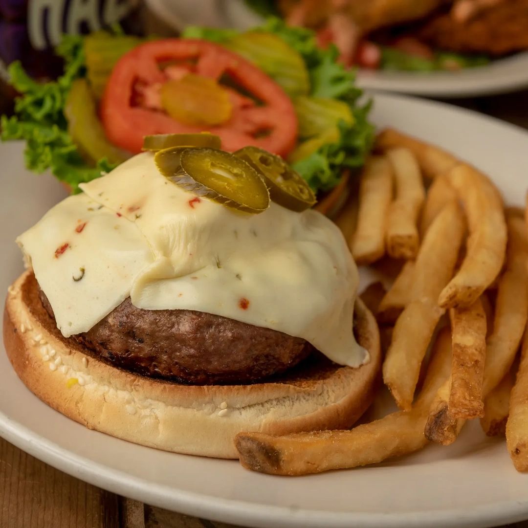 You can't beat our burgers here at #AbitaBrewPub. Pair it with one of our beers and you've got the perfect meal. 🍻