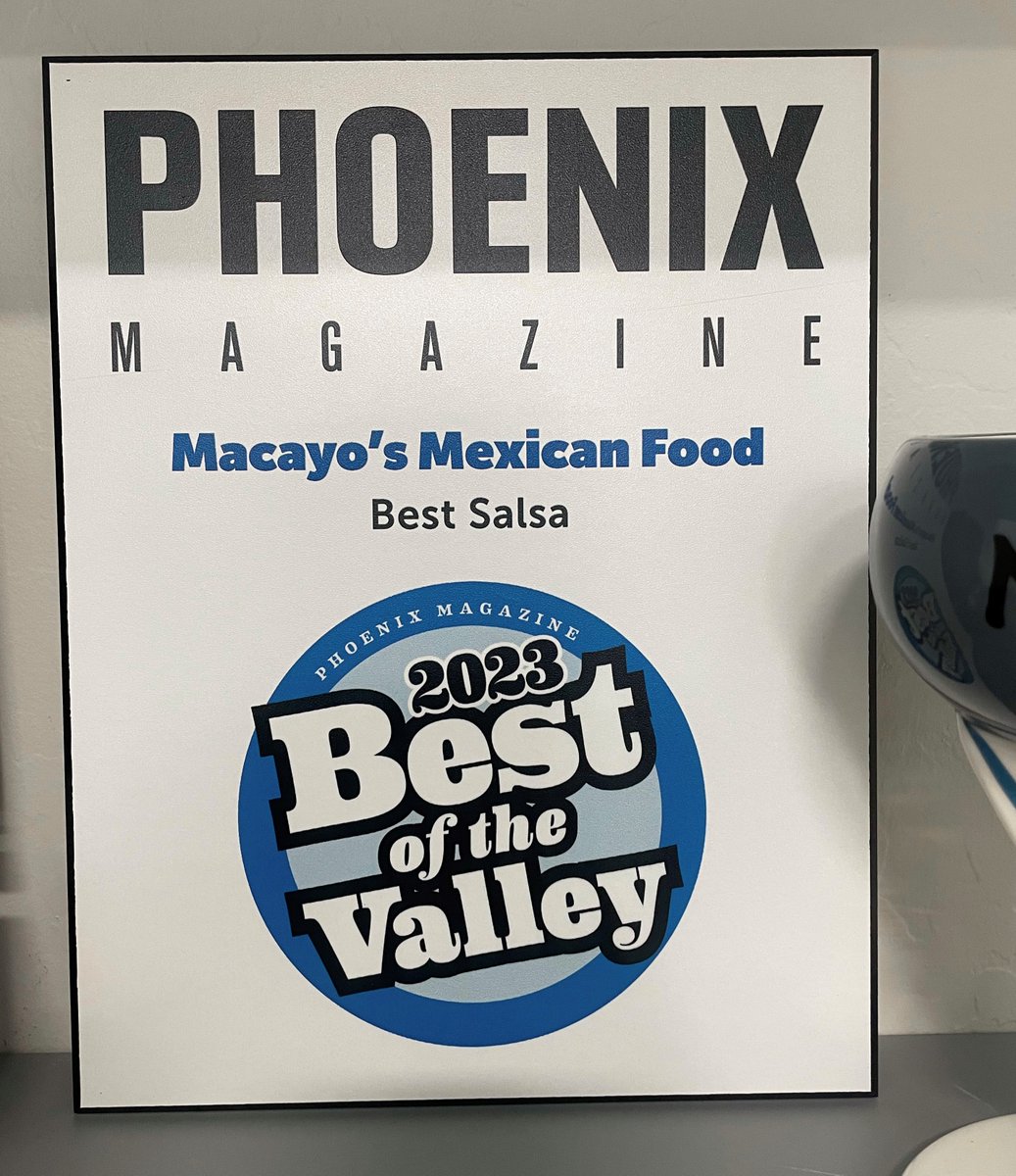 MacayosMex's tweet photo. 2023 Best of the Valley Winner! We are honored to share we were voted Best Salsa! Thank you all for your votes, we truly appreciate your support! https://t.co/J4VphXd8mu