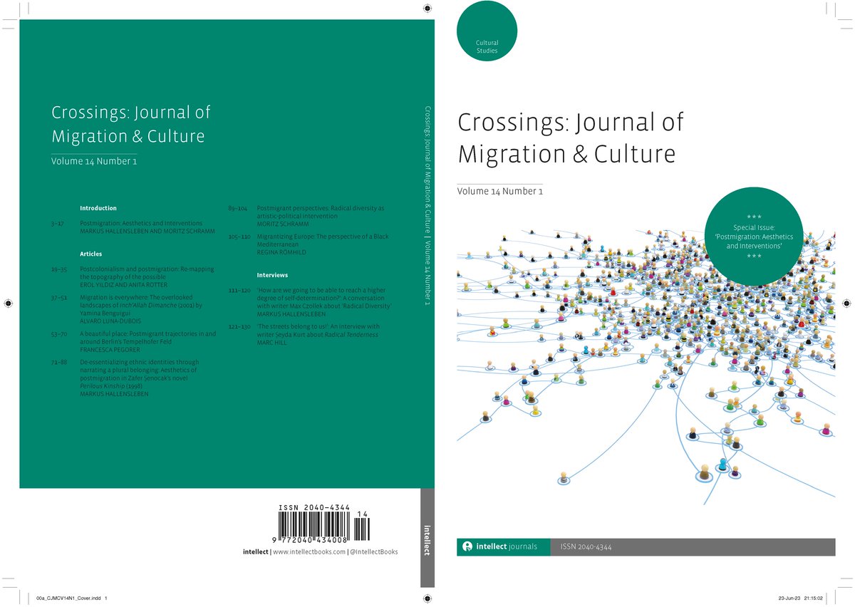 IntellectBooks (@intellectbooks) on Twitter photo Crossings: Journal of Migration & Culture 14.1 is out now! 🌍
‘Postmigration: Aesthetics and Interventions’
Including ‘Postmigrant perspectives: Radical diversity as artistic-political intervention’ by Moritz Schramm
<a href="/P4rv4t1N41r/">Parvati Nair</a> #MigrationStudies
intellectdiscover.com/content/journa… Crossings: Journal of Migration & Culture 14.1 is out now! 🌍
‘Postmigration: Aesthetics and Interventions’
Including ‘Postmigrant perspectives: Radical diversity as artistic-political intervention’ by Moritz Schramm
<a href="/P4rv4t1N41r/">Parvati Nair</a> #MigrationStudies
intellectdiscover.com/content/journa…