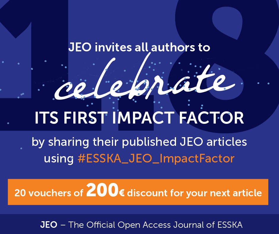 📚Calling all past #JEO authors📚
To express our gratitude to our past-authors, we are launching an exciting campaign: #ESSKA_JEO_ImpactFactor. Share your articles published in JEO and get a chance to win vouchers for your future submissions! Learn more:
jeo.esska.org/news/#post-1460