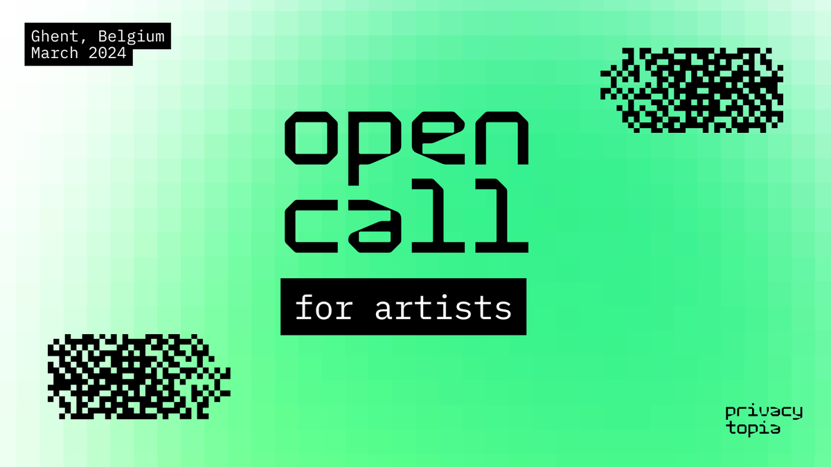 privacytopia's tweet photo. 📢 We are inviting creative individuals and/or collectives from diverse backgrounds and disciplines to submit their work for consideration to be showcased in our first edition of the #PrivacytopiaFestival in Ghent, 2024
More information here: https://t.co/tBLvJK1l69 https://t.co/hUQRPAckef