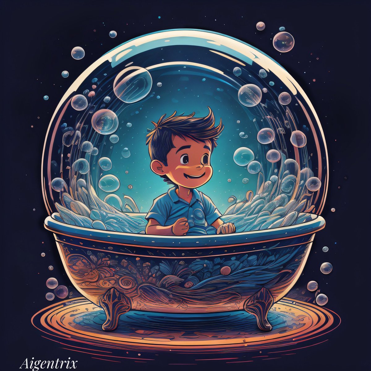 aigentrix's tweet photo. 🛁🌈 Imagination takes flight as a small kid sits in the bathtub, enchanted by a world of bubbles. Dive into pure childhood wonder! ✨🧼
#BubbleWorld #AIart #AIArtCommuity #AIArtwork #aiartist https://t.co/ERq2JXlVGY