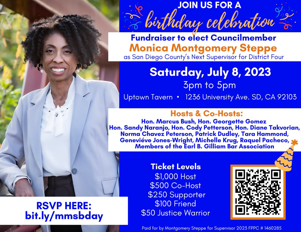 GJonesWright's tweet image. I’m co-hosting a fundraiser tomorrow to support my dear friend @Monica4SanDiego’s historic run for San Diego County Board of Supervisors. Come celebrate her bday &amp;amp; hear her vision for our County. 

Register for the event @ bit.ly/mmsbday or donate if you can’t make it.🙂