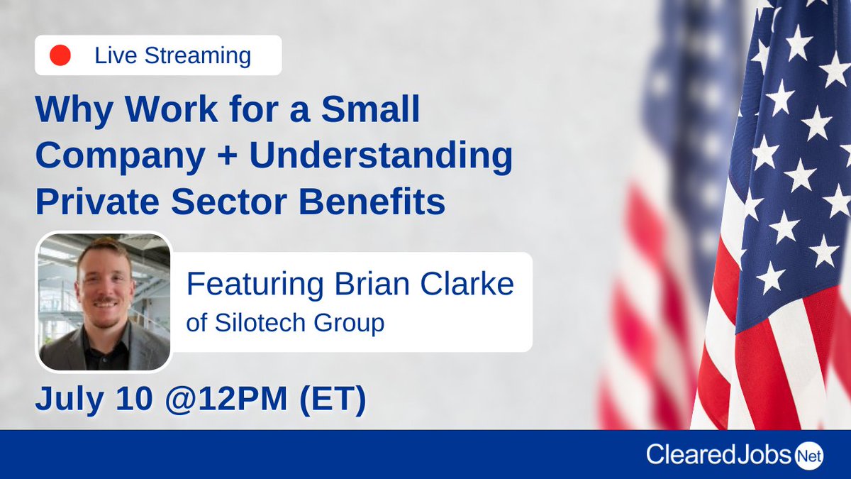 Join us on Monday, July 10 at 12pm ET for our #MilitaryMonday Livestream with guest Brian Clarke, USAF Veteran &amp; Talent Acquisition Specialist at <a href="/SilotechGroup/">Silotech Group Inc</a> #transitioningmilitary - Set a reminder to attend: linkedin.com/feed/update/ur…