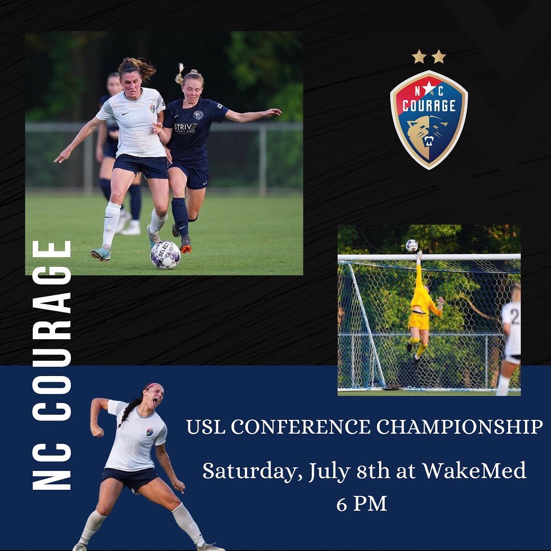 North Carolina Courage advances to the USL Southern Conference Championship after their 3-0 win against FC Miami City. 

Come out tomorrow, July 8th 6pm at WakeMed Soccer Park and support these ladies as they take on Tampa Bay United!! Good luck &amp; show them how it’s done in NC!
