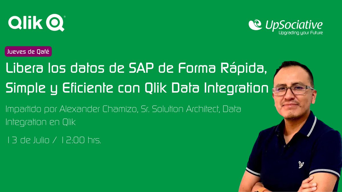 UpSociative's tweet photo. ¡Aporta a la #Rentabilidad de tu empresa! 📈
@UpSociative te invita a un nuevo #JuevesdeQafé ☕ , donde podrás revisar cómo #QlikDataIntegration te permite contar con #data de SAP en tiempo real.

📅13/07, 12 hrs.

Inscríbete 👉 : https://t.co/46d0gNw3He https://t.co/mfjBcaDAQk