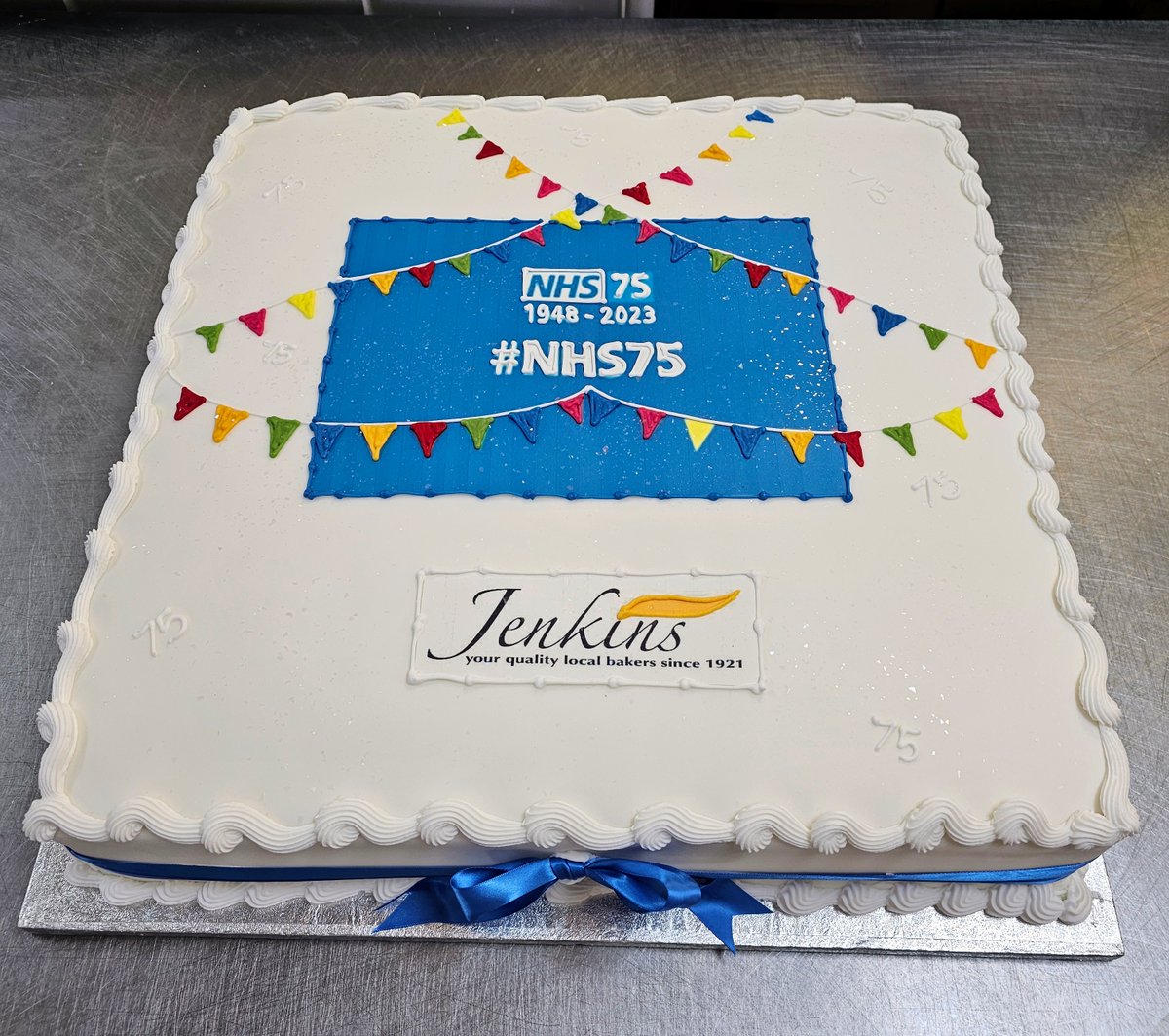 ⭐️Happy 75th Birthday NHS⭐️   
We have donated this cake to Amman Valley Hospital's Fete which is taking place on Saturday 8th July 🎂🍰
#NHS #NHS75birthday