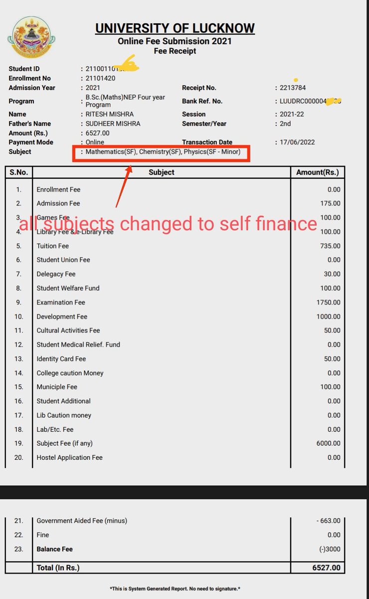 RiteshM18327478's tweet photo. I Ritesh Mishra BSc2nd year student of lucknow University
At the time of addmission in Lucknow university my alloted subject are Maths (SF),Chemistry,Physics but currently in UDRC portal my all three subjects changes to SF and all semester fee also increased @dswlkouniv @lkouniv https://t.co/t6CkjspZzA