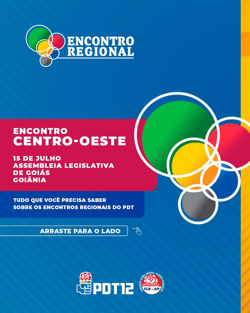 PDT_Nacional's tweet photo. Chegou a hora do Centro-Oeste se reunir para traçar os caminhos do partido nos próximos anos. O próximo Encontro Regional do PDT será em Goiânia (GO), no próximo dia 15. Vamos construir partido, companheiros!
#PDT https://t.co/kiZdJ2FCNj