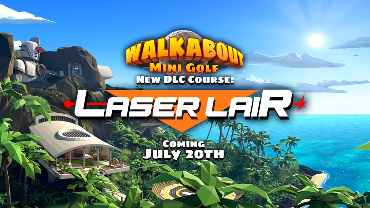 WalkaboutMG's tweet photo. A sinister plot blows up on July 20: mini golfers are being attacked with lasers as they putt through diabolical holes, avoiding reclusive supervillain Dr. Magnus Caldwell in his lair on a volcanic island before a giant robot destroys us all!!! https://t.co/pL1wdoBSDd